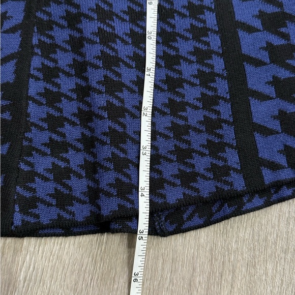 Ellen Tracy Sweater Dress Women Size Medium Blue / Black Houndstooth Knit Skater - Picture 8 of 10